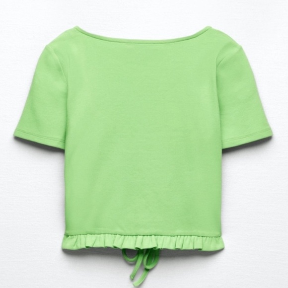 New Zara Gathered Ribbed Top - Picture 5 of 10